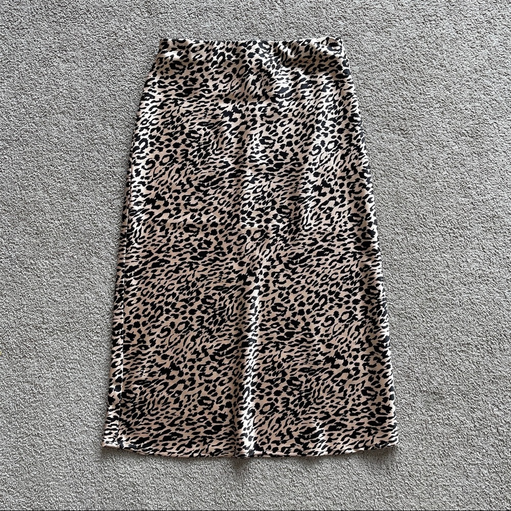 Pink and Black Cheetah Print Midi Skirt